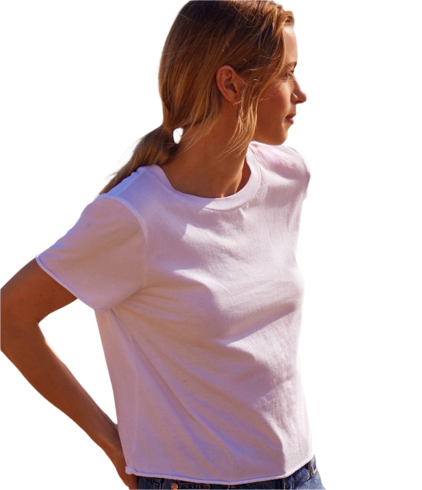 Jackie Raw Edge Crew Neck Tee