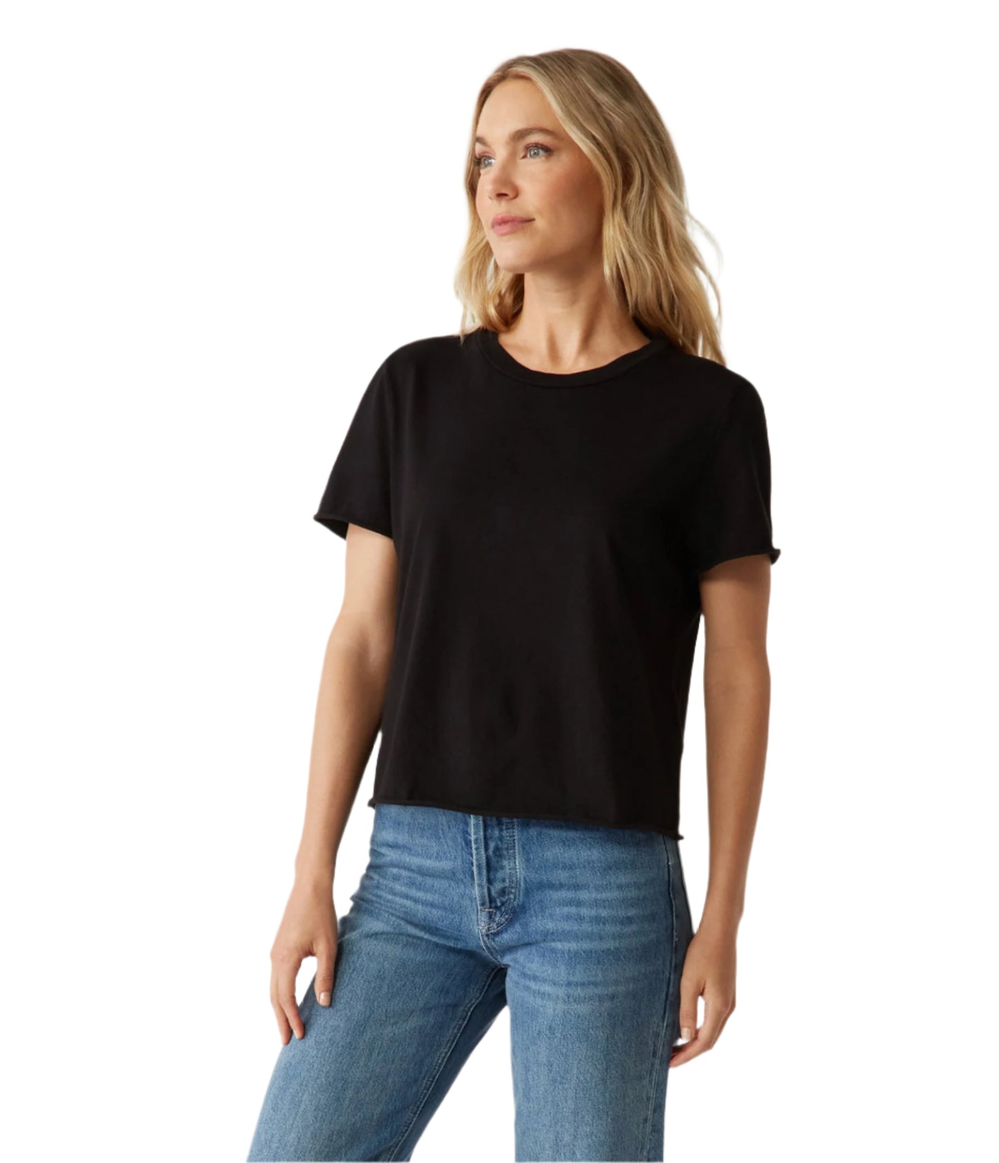 Jackie Raw Edge Crew Neck Tee