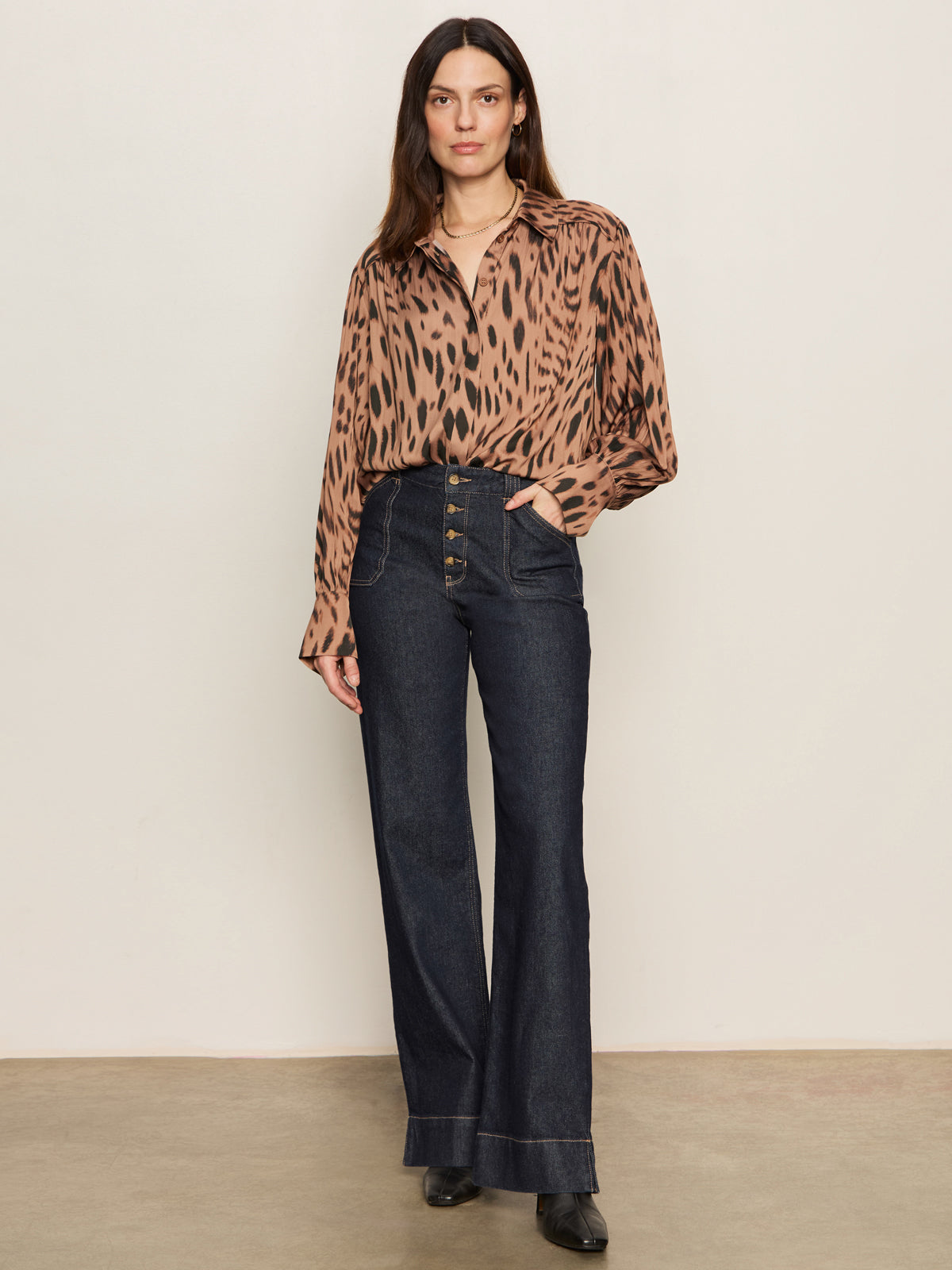 Colette Shirt in Mocha Leopard