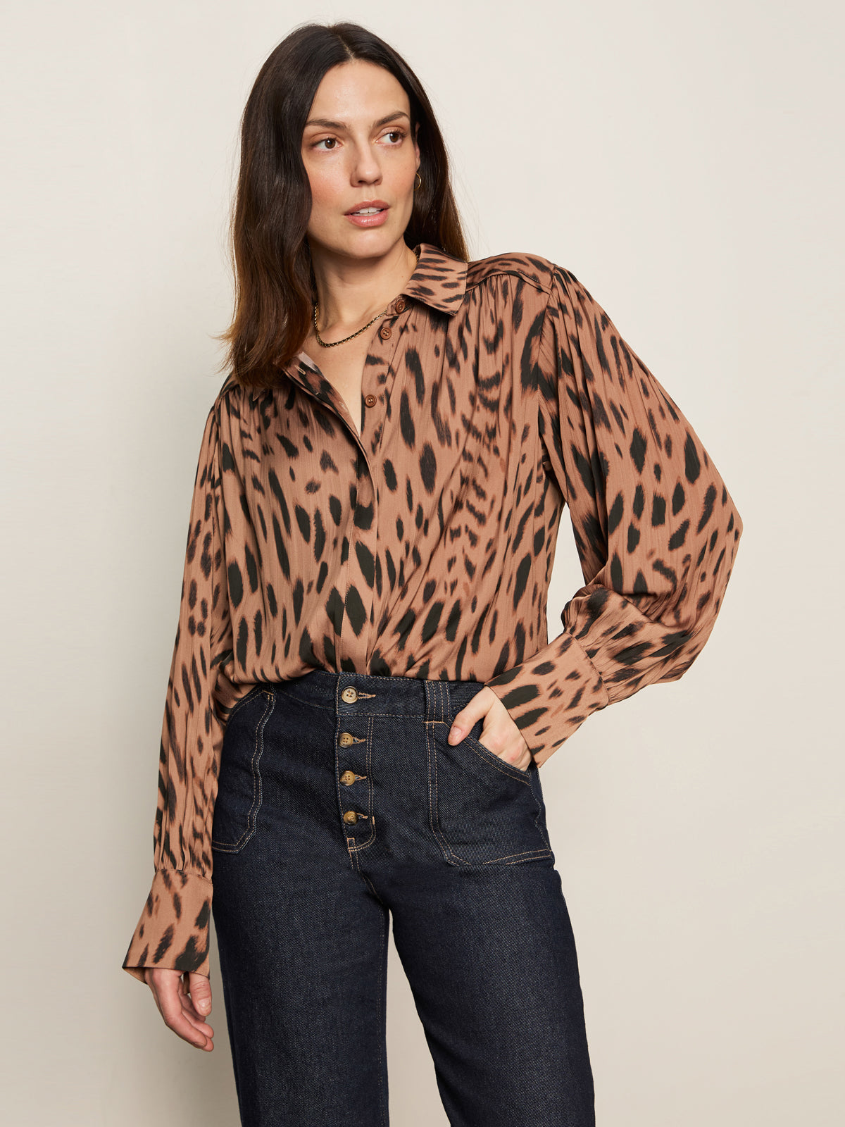 Colette Shirt in Mocha Leopard