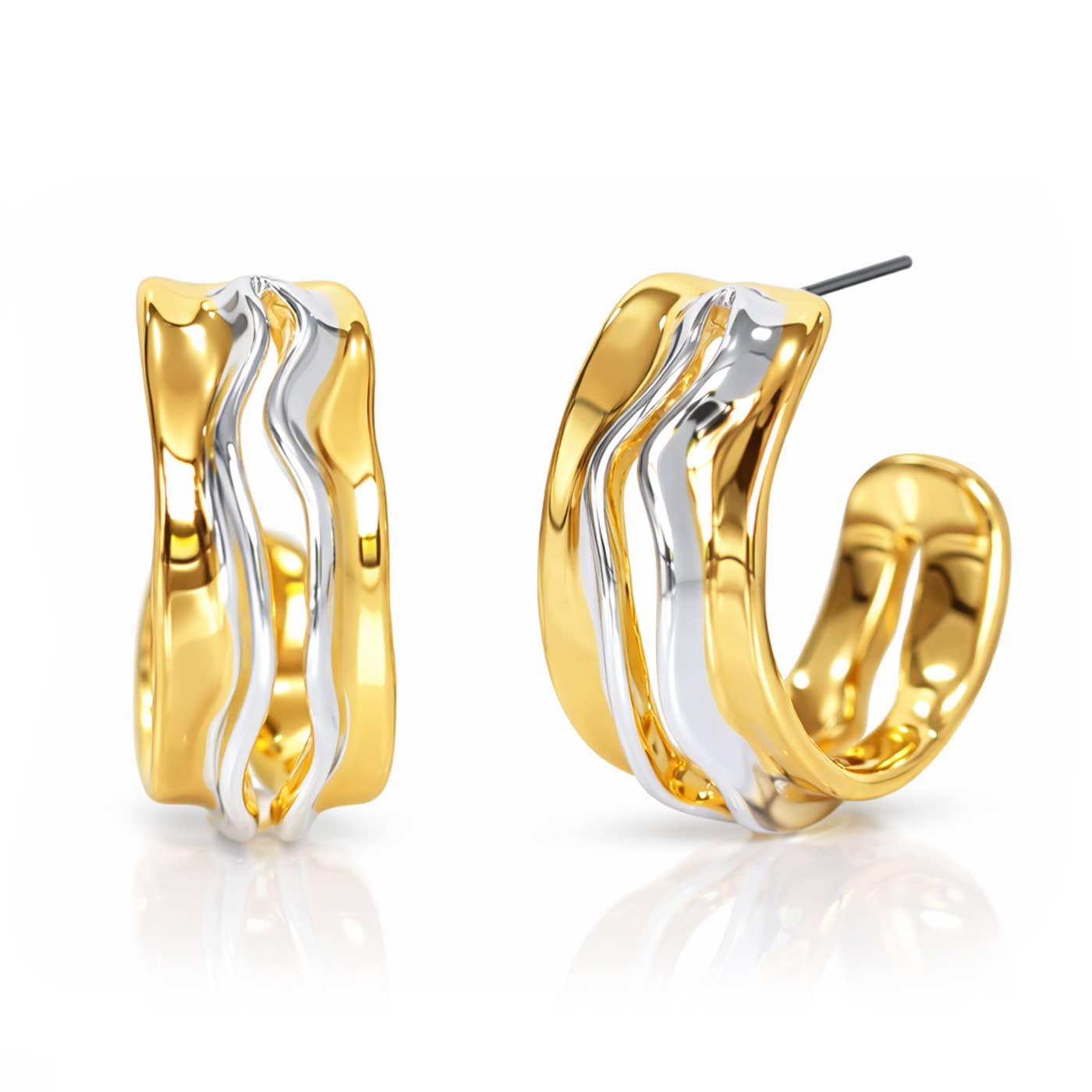 Molten Two-Tone Hoop Earring