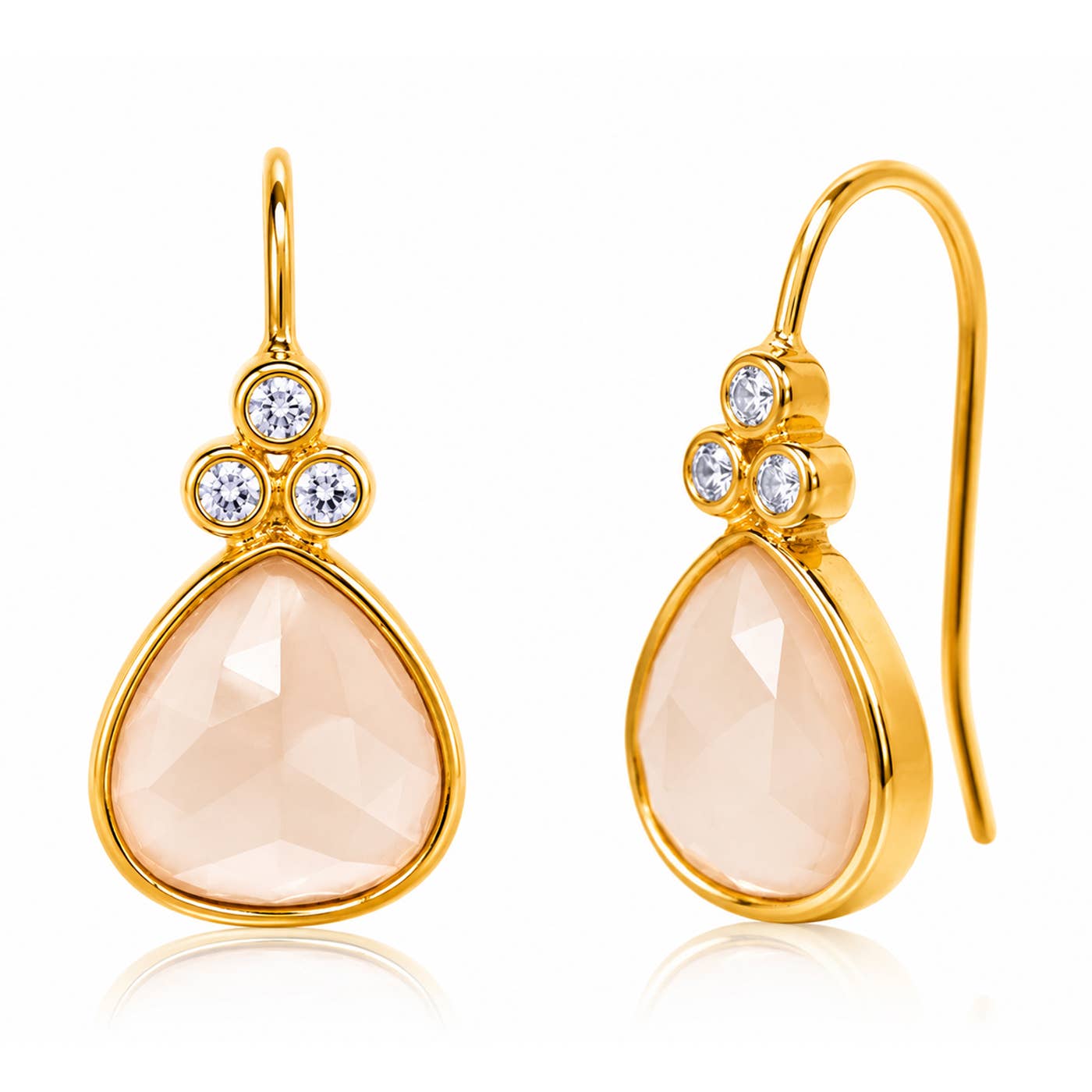 Stone Drop Earring With Triple CZ Detail