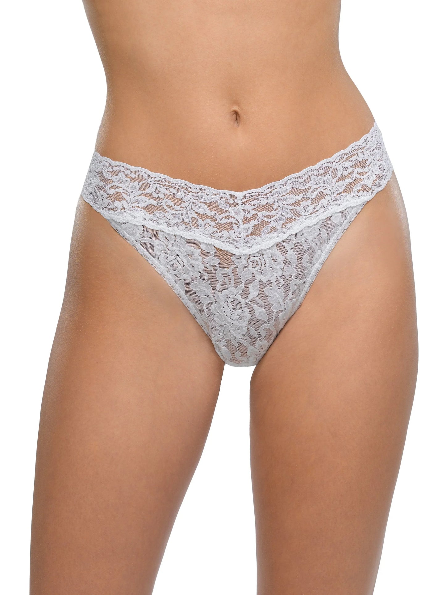 Signature Lace Original Rise Thong / White