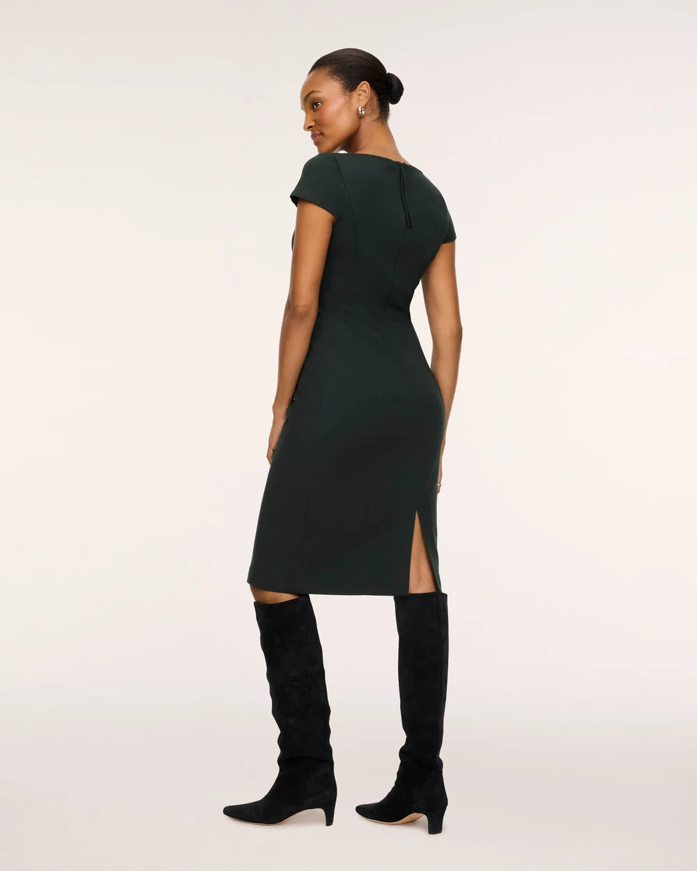 Ponte Cap Sleeve Midi Dress