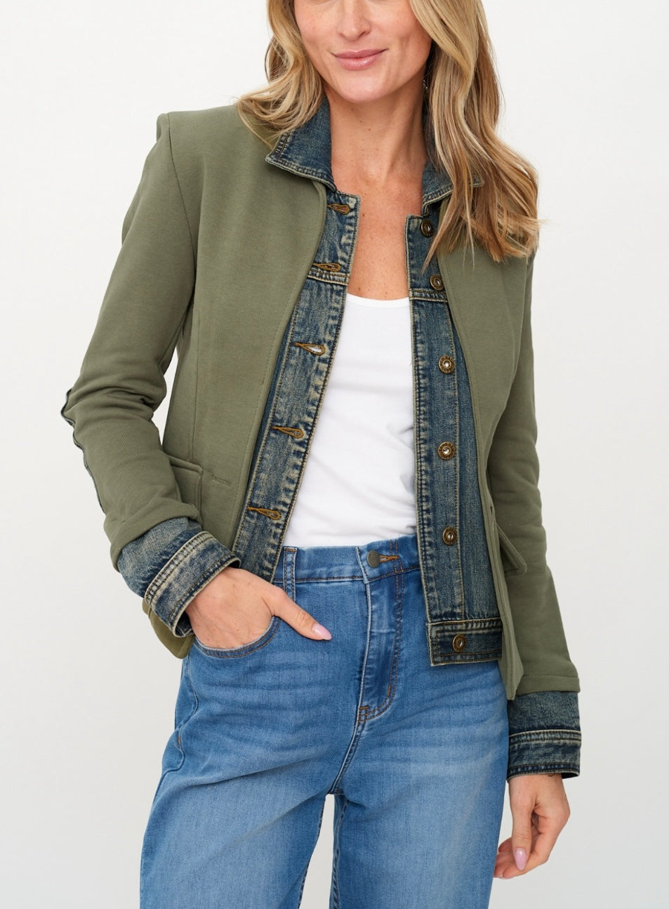 Mixed Media Denim Jacket