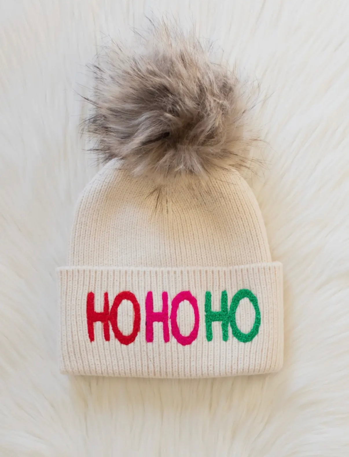 Beige Ho Ho Ho Hat