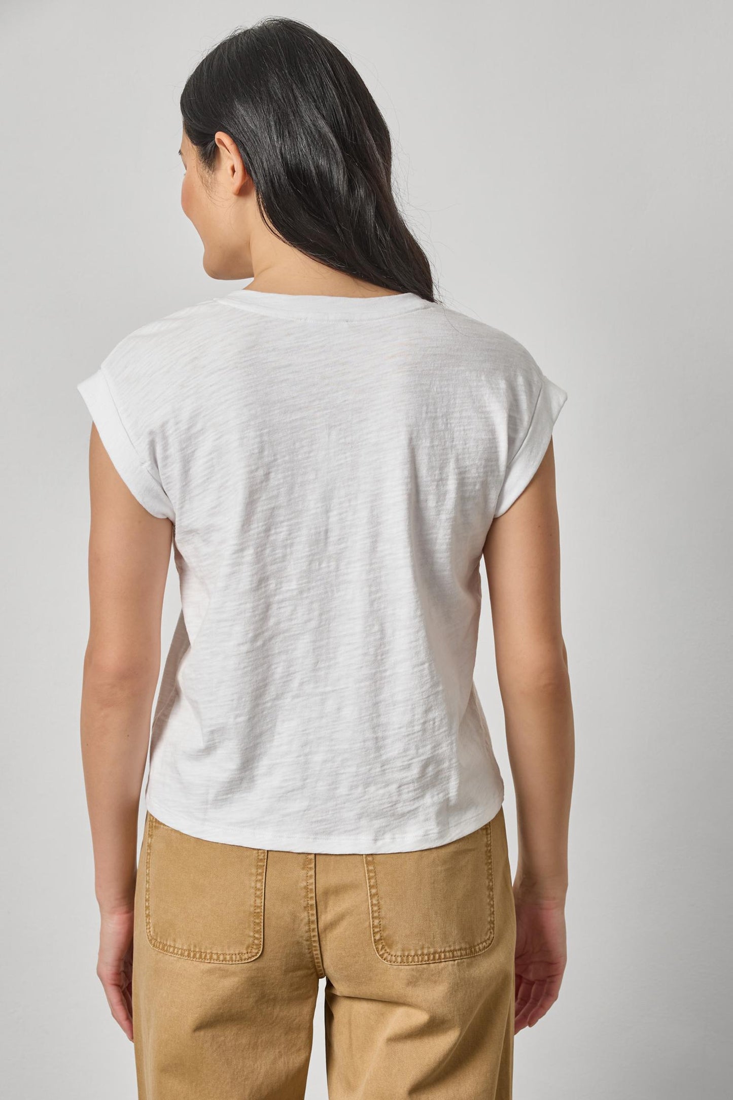 Cuffed Sleeve V-Neck