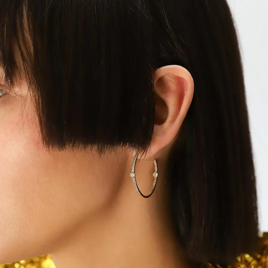 Pave Hoops With CZ Stations
