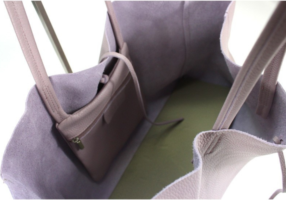 356 Italian Beige Leather Travel Bag Tie Closure