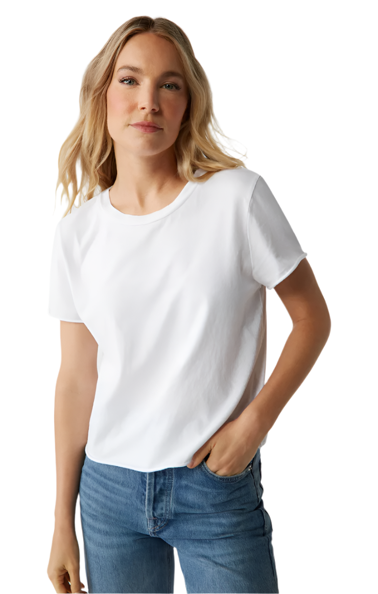 Jackie Raw Edge Crew Neck Tee