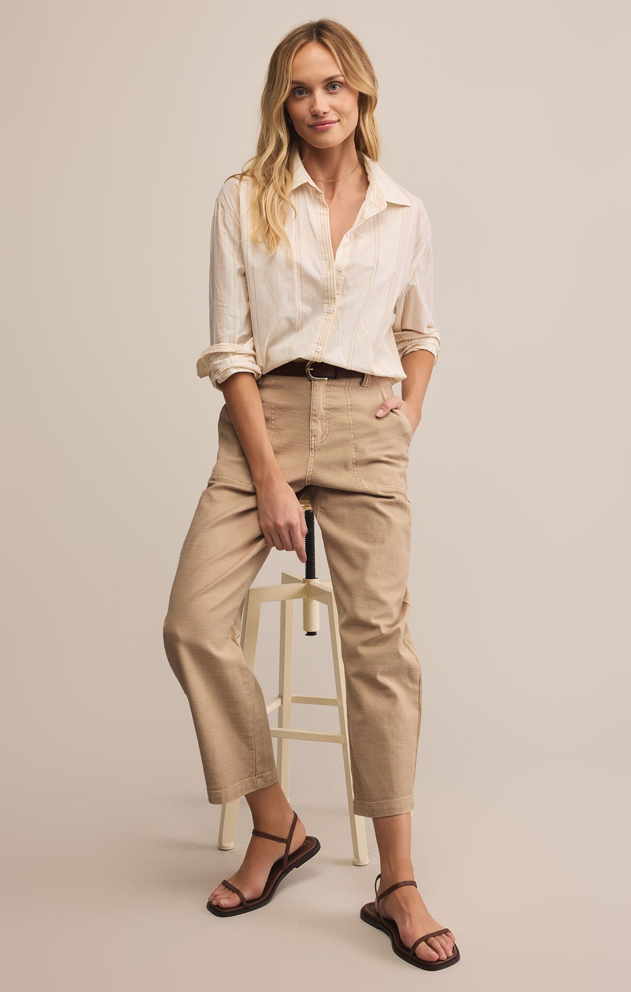 Seaport Striped Shirt in Biscuit