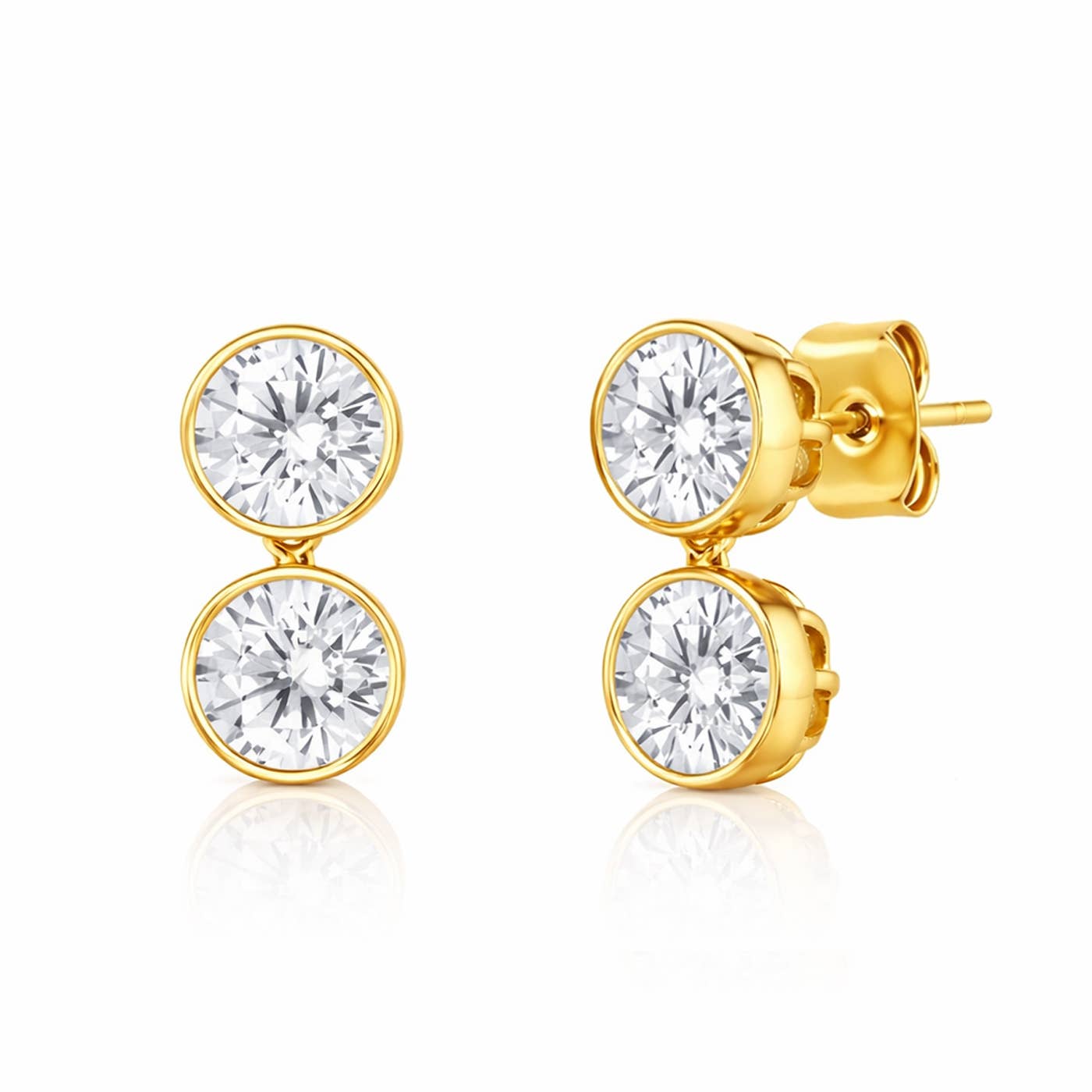 Bezel Double CZ Studs