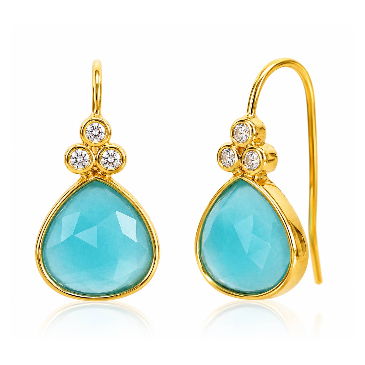 Stone Drop Earring With Triple CZ Detail