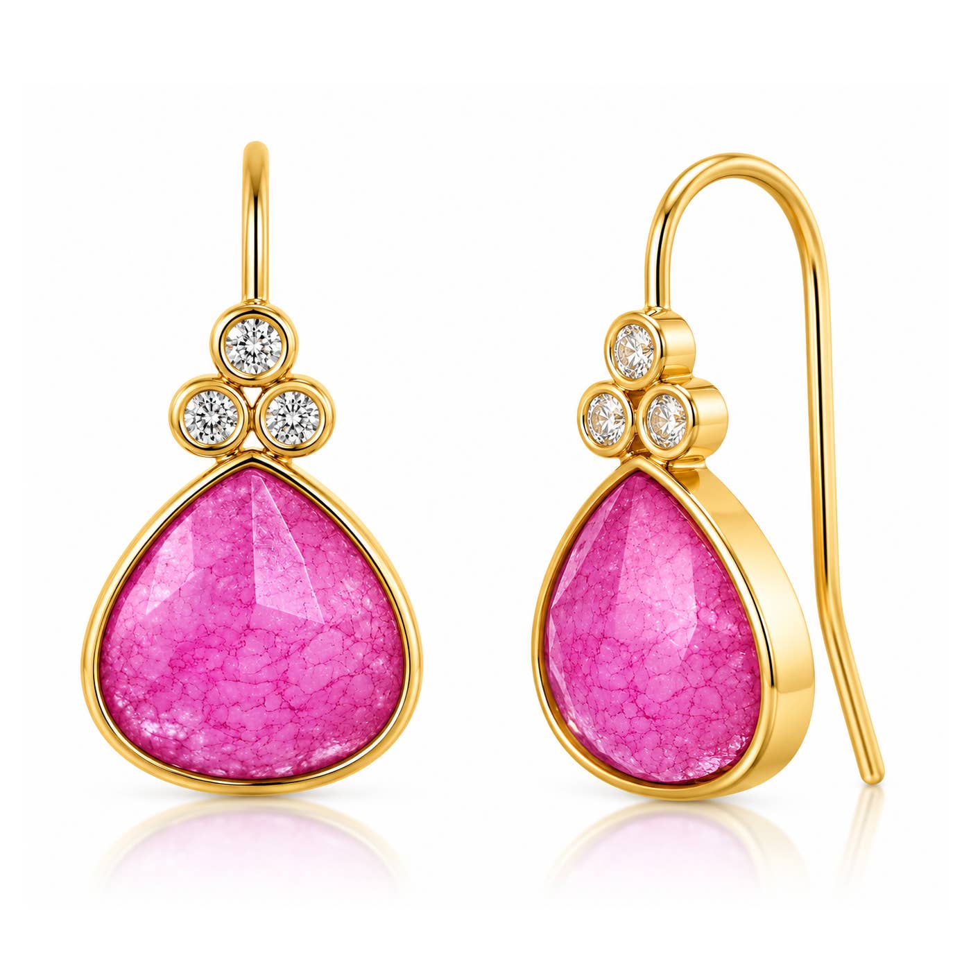 Stone Drop Earring With Triple CZ Detail