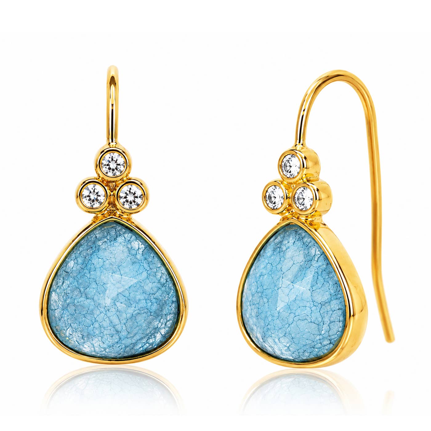 Stone Drop Earring With Triple CZ Detail