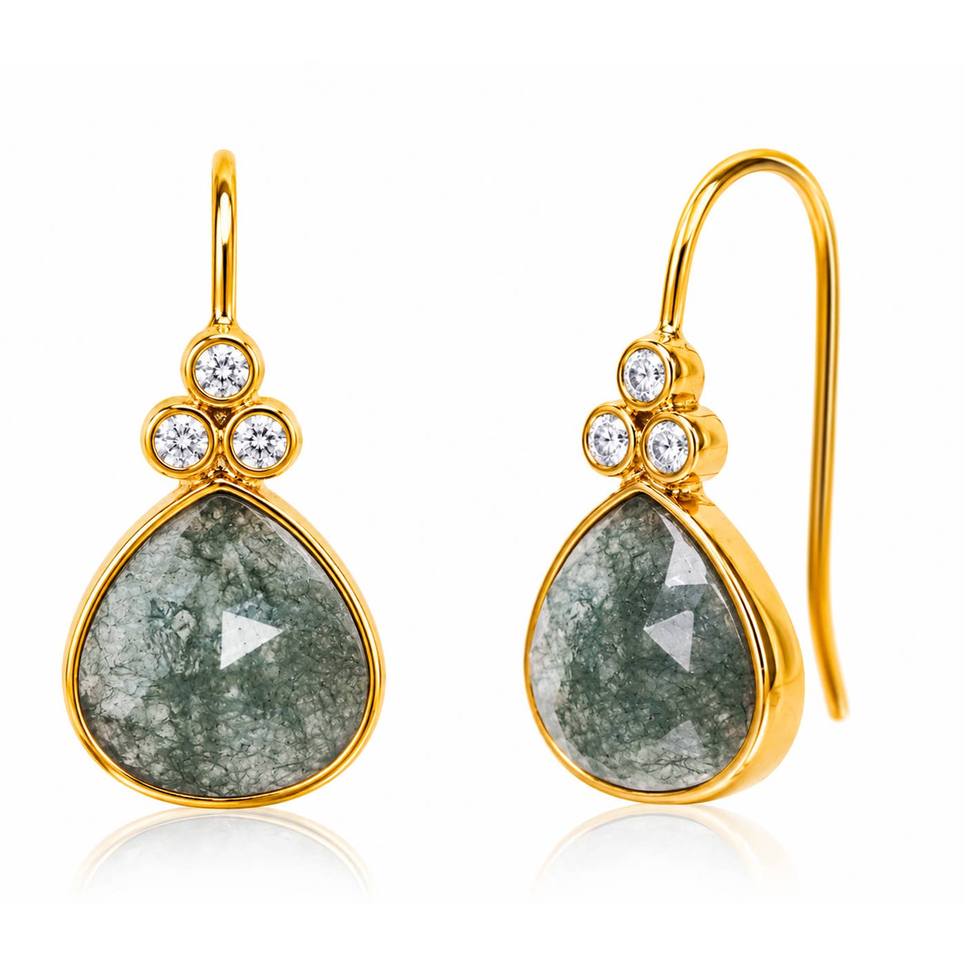Stone Drop Earring With Triple CZ Detail