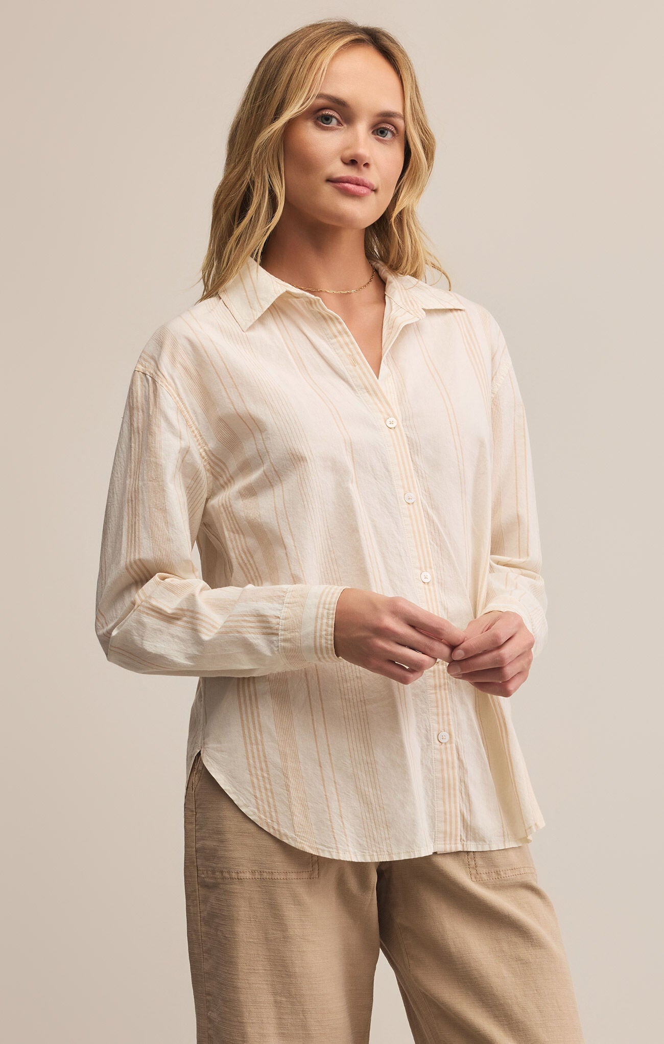 Seaport Striped Shirt in Biscuit