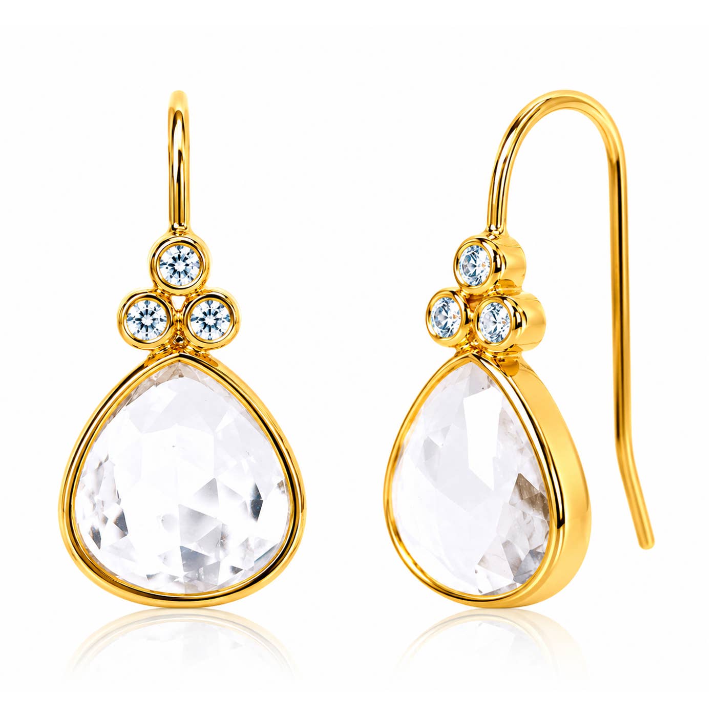 Stone Drop Earring With Triple CZ Detail