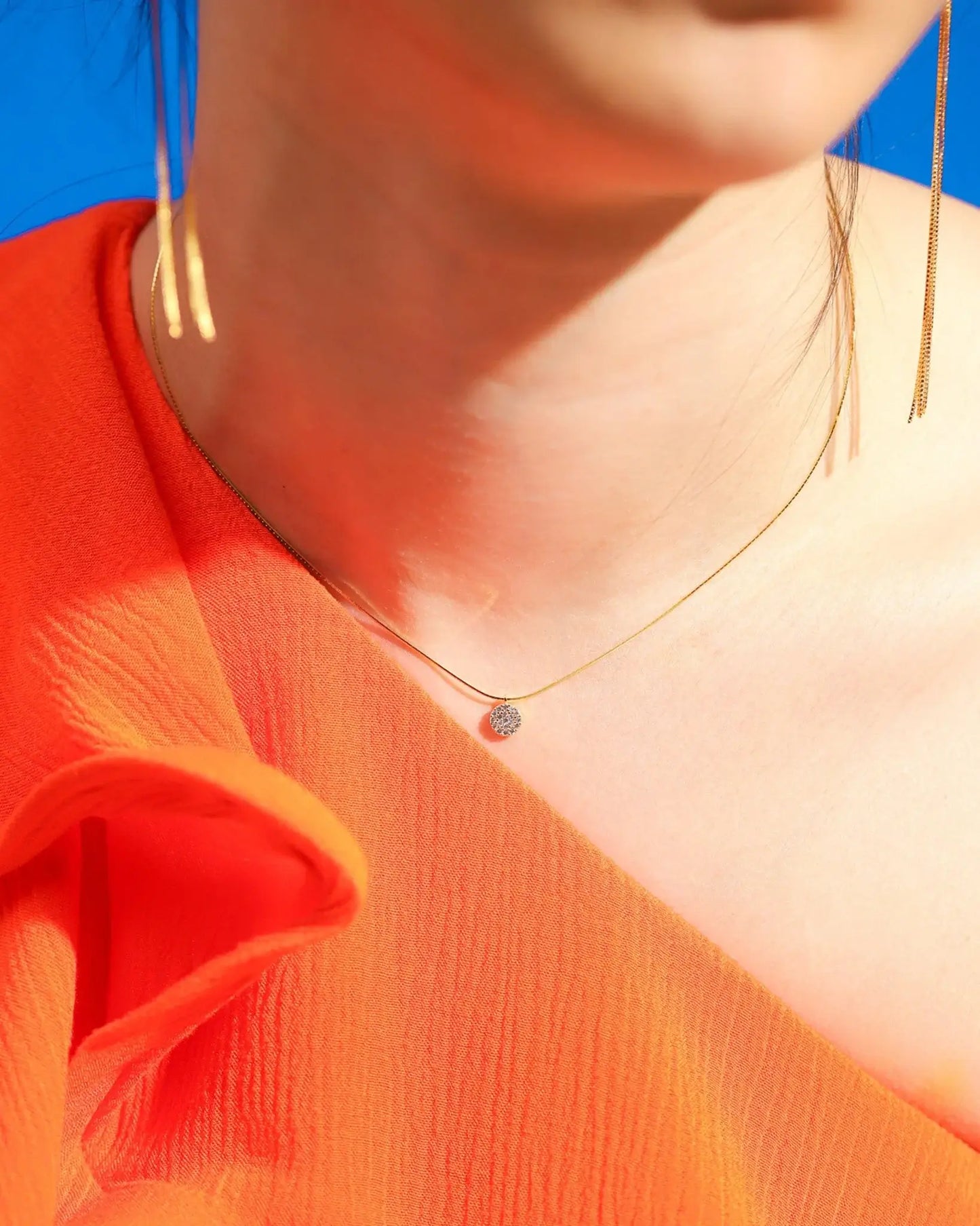 Gold Vermeil Chain with Pave CZ Disc