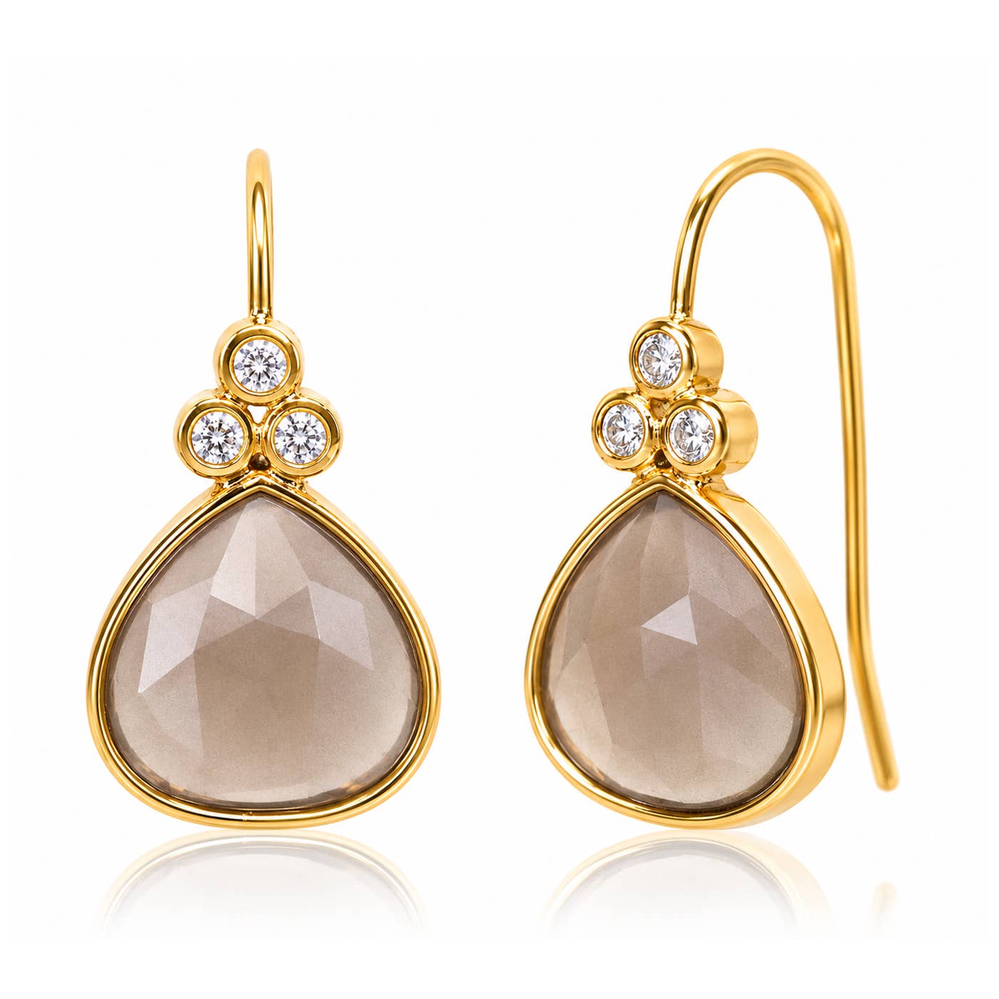Stone Drop Earring With Triple CZ Detail