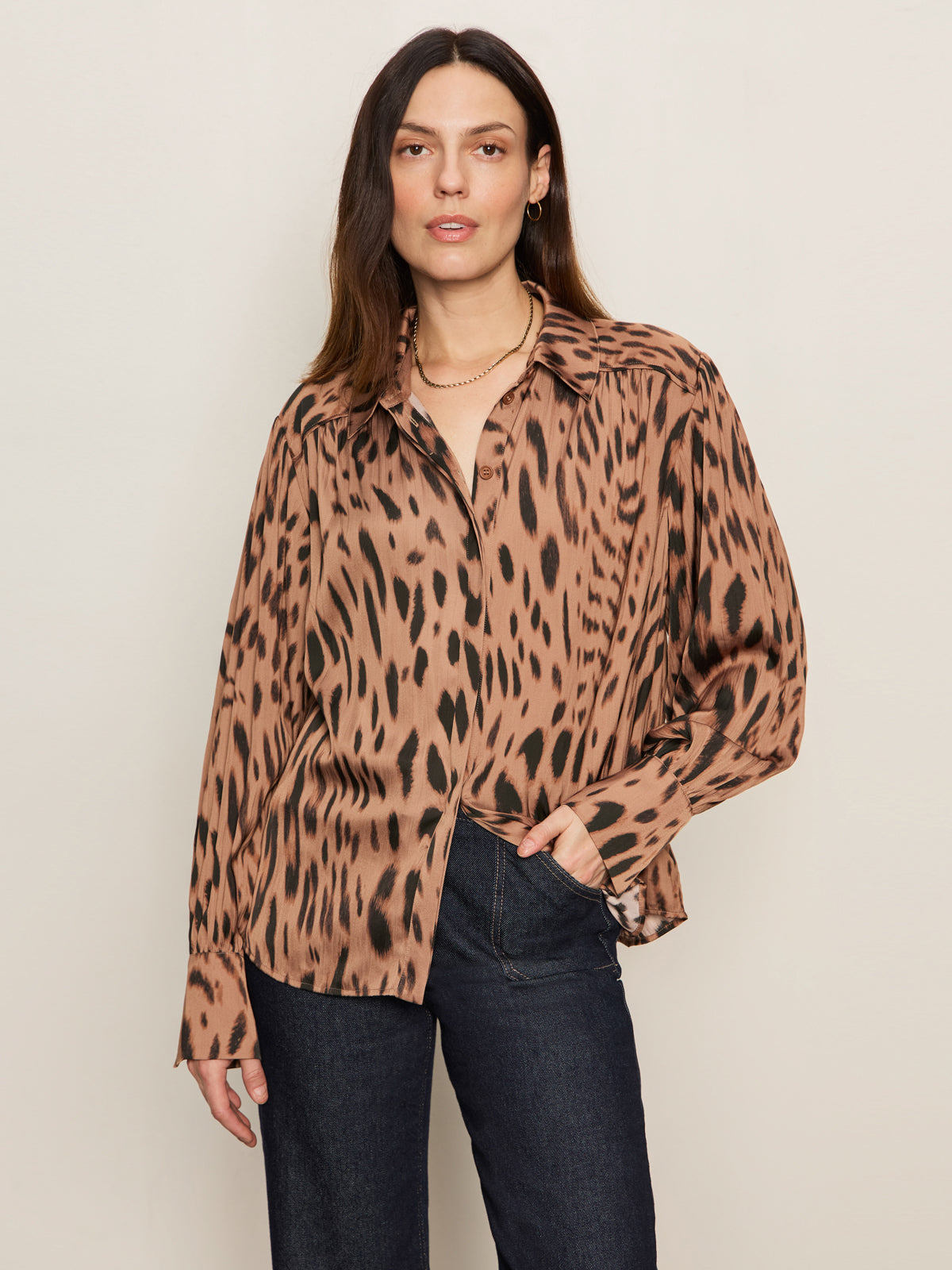 Colette Shirt in Mocha Leopard