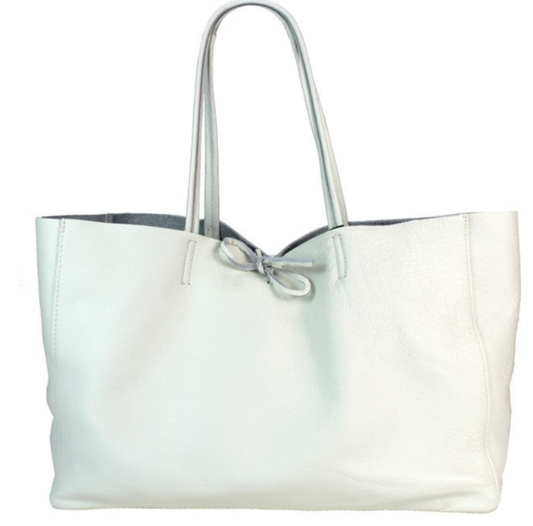 M35 Italian White Leather Travel Bag Tie Closure