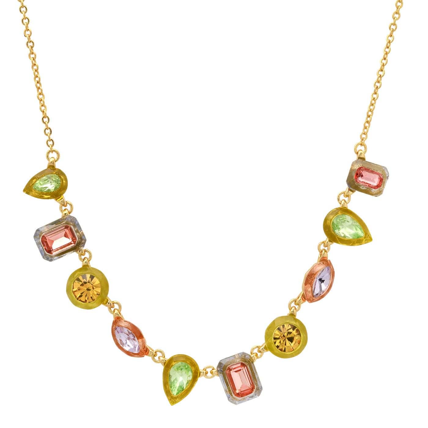 Multi-Stone Bezel Set Mixed Shape Necklace