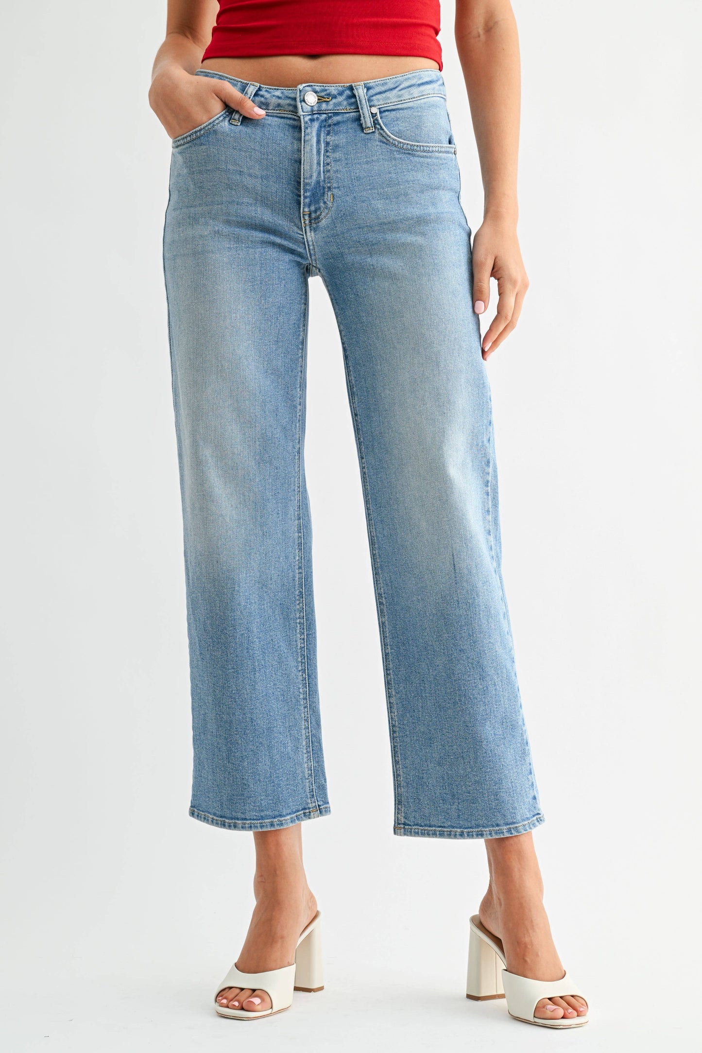 BP511J - LT - Mid Rise Slim Wide Leg