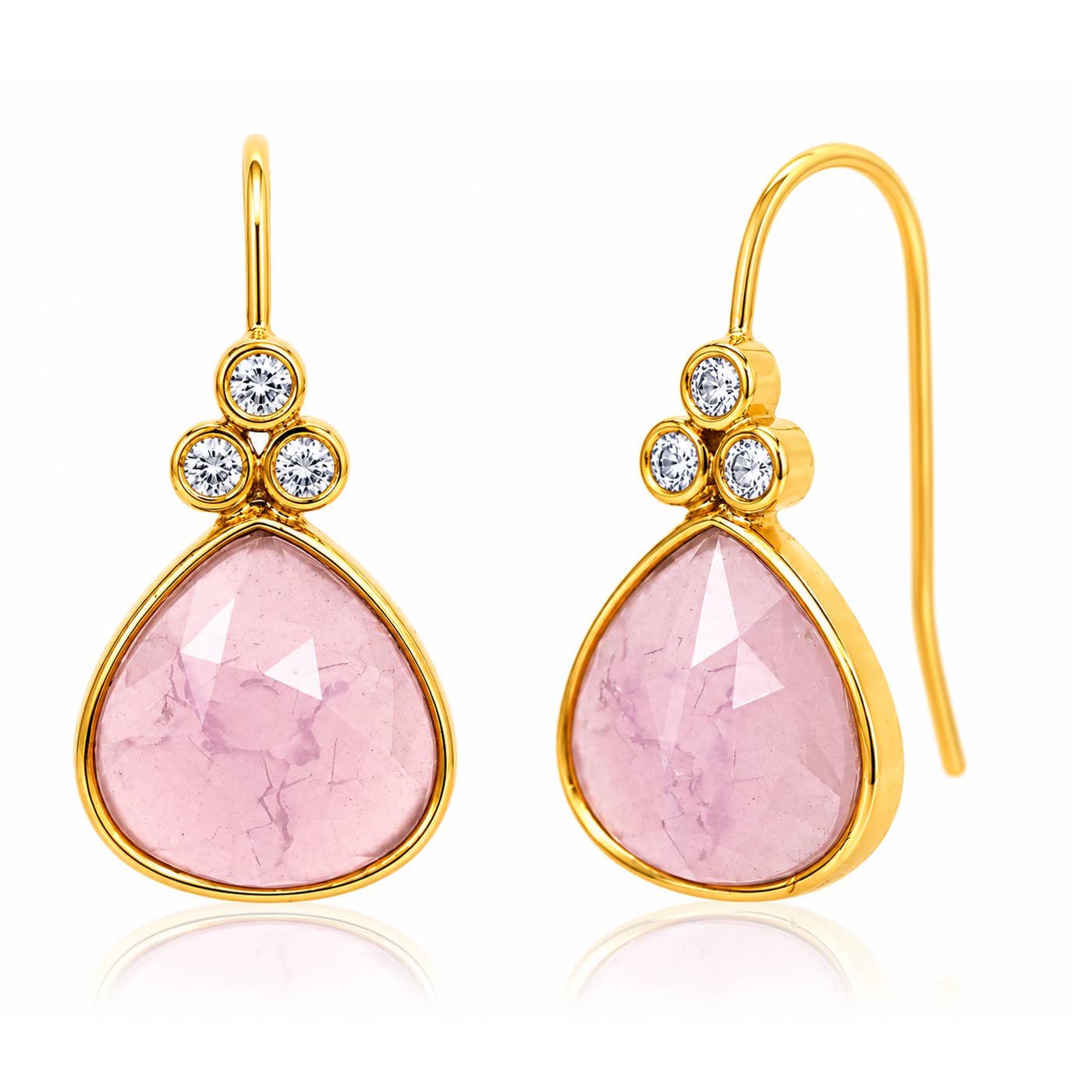 Stone Drop Earring With Triple CZ Detail