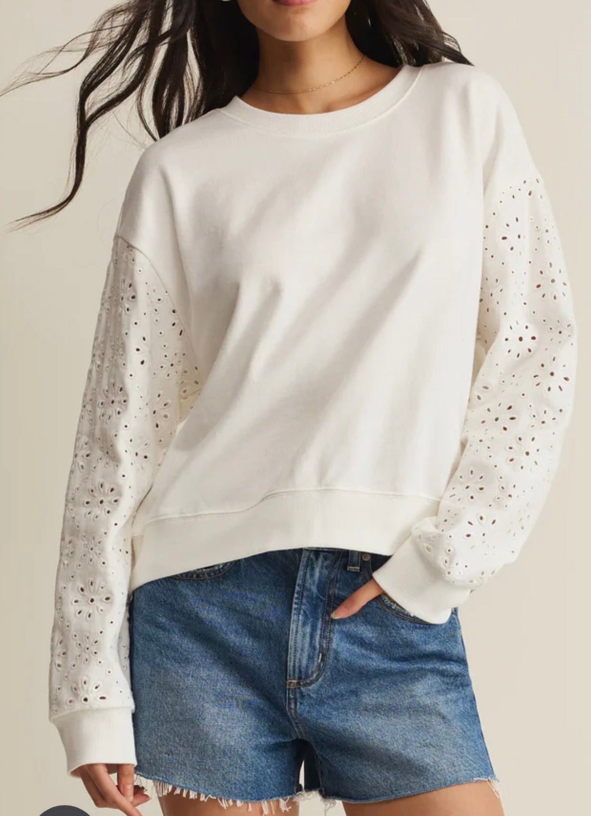 Mosaic Eyelet Sweatshirt