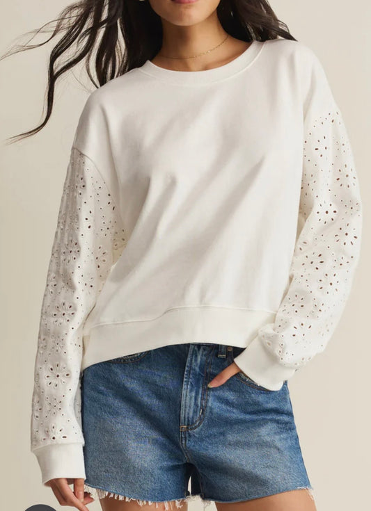 Mosaic Eyelet Sweatshirt