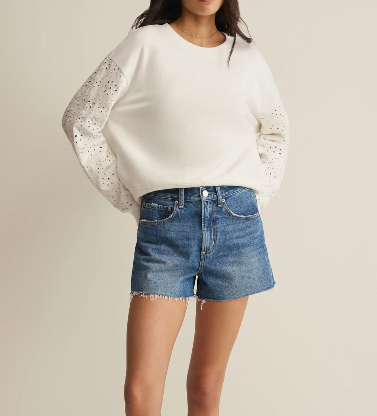Mosaic Eyelet Sweatshirt