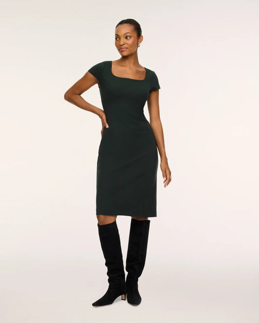 Ponte Cap Sleeve Midi Dress