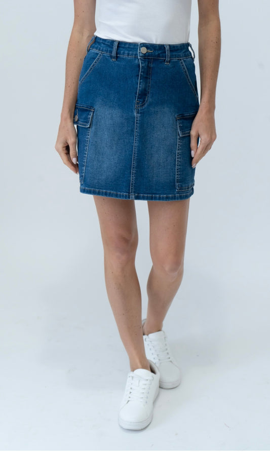 Kyra Cargo Denim Skirt