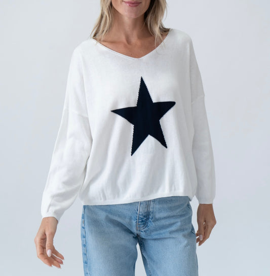 Sharon White Star Sweater