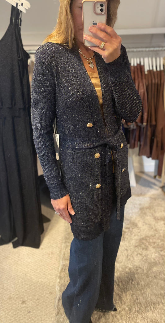 Lurex Tie Front Cardi