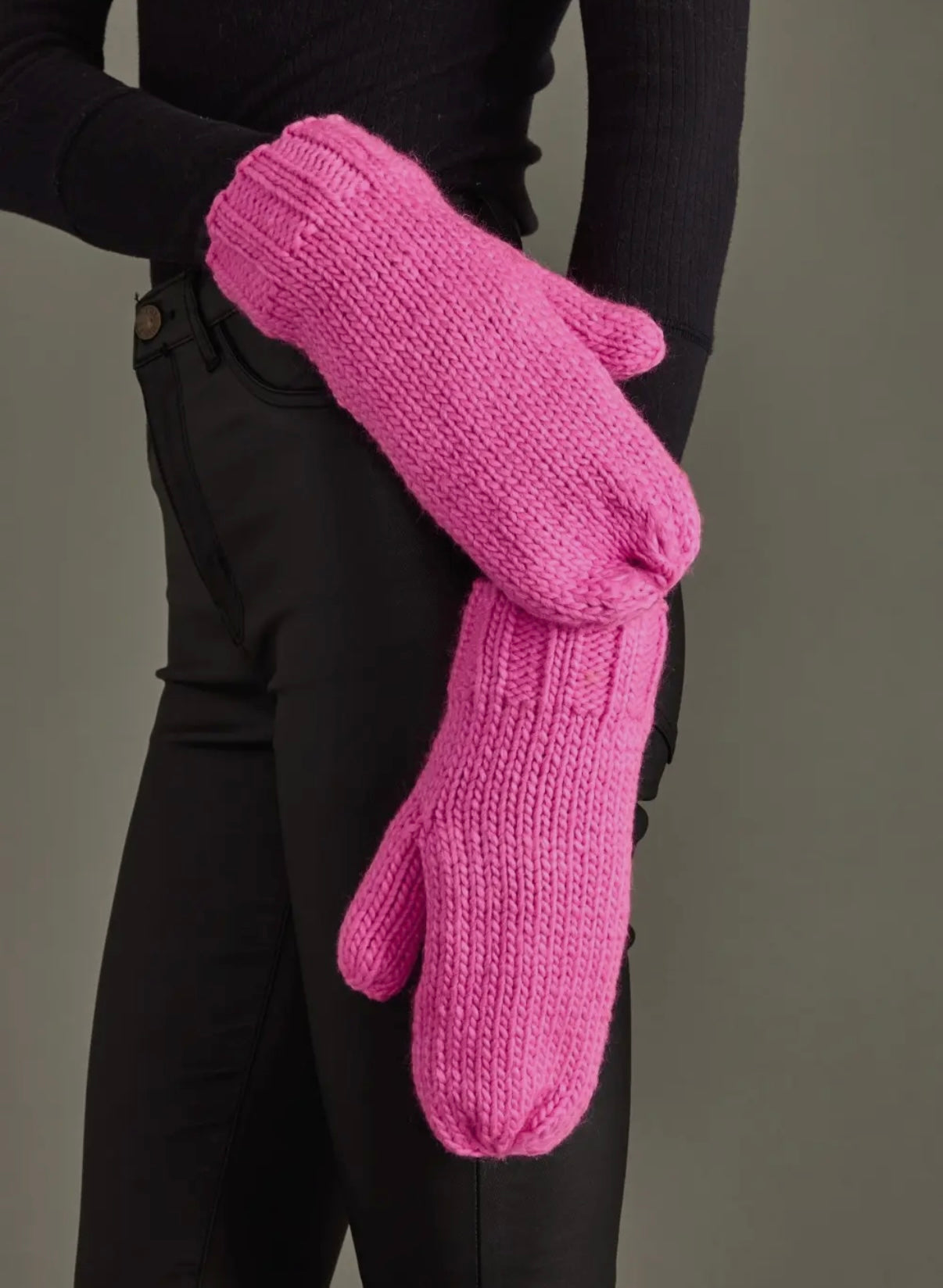 Pink Knit Mittens