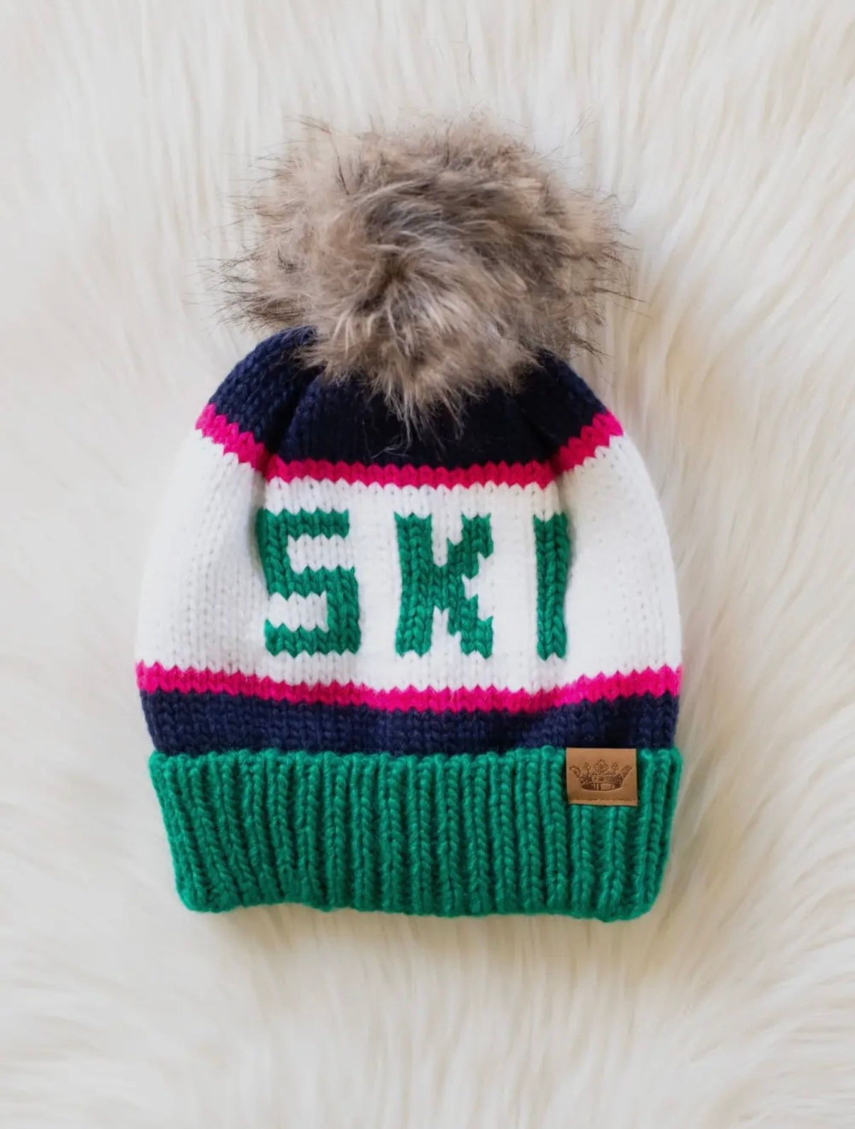 Green and Navy Ski Hat
