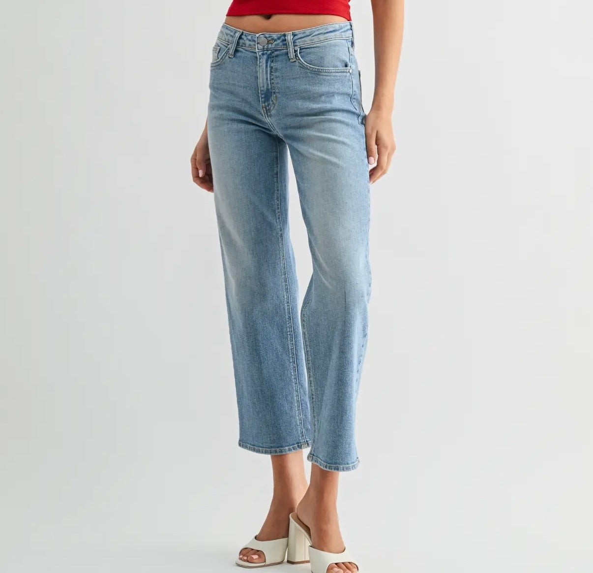 Mid Rise Slim Wide Leg