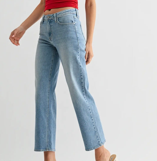 Mid Rise Slim Wide Leg