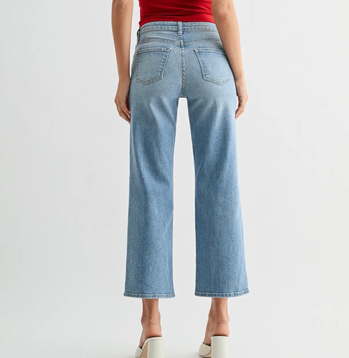 Mid Rise Slim Wide Leg