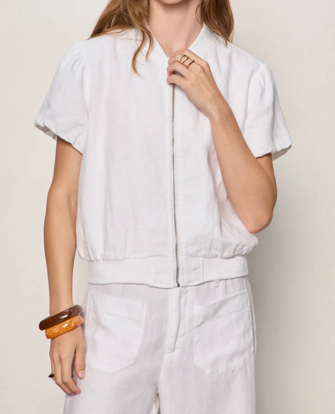 Everly Linen Bomber Jacket