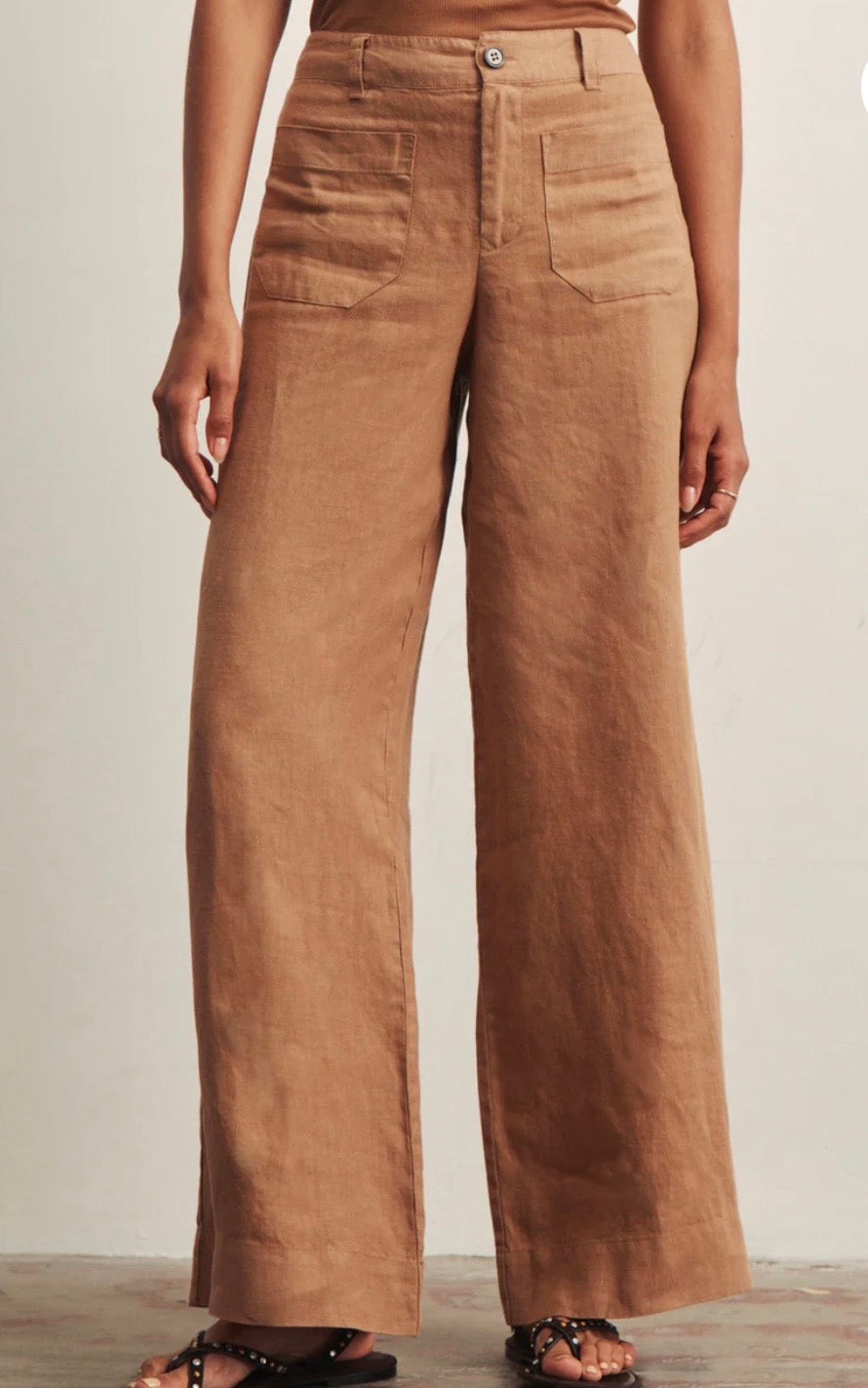 Marine Linen Wide Leg Trouser