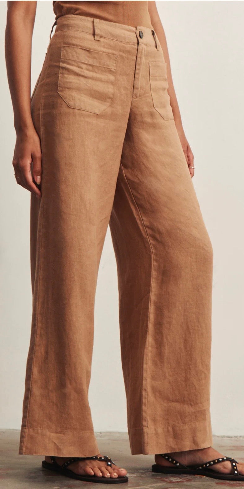 Marine Linen Wide Leg Trouser