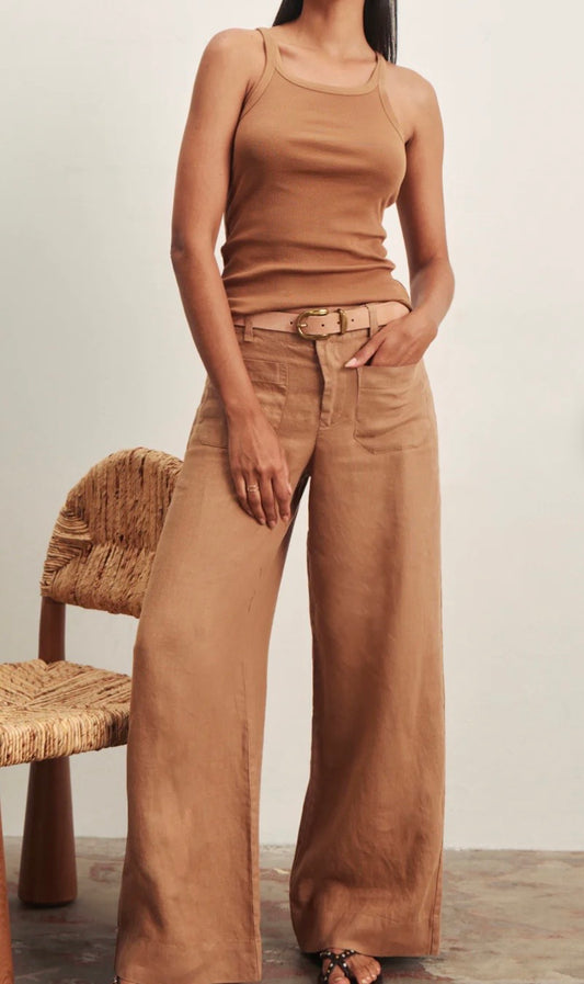Marine Linen Wide Leg Trouser
