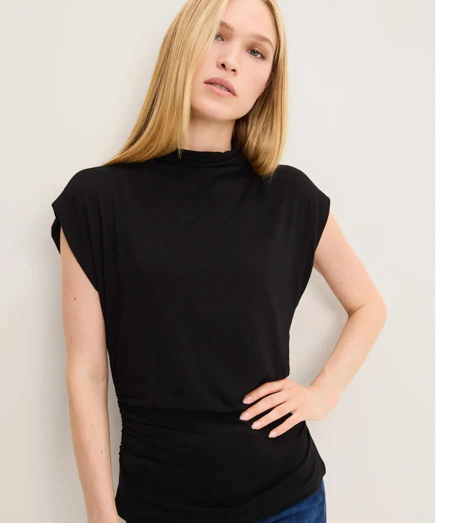 Mina Mock Neck Power Shoulder