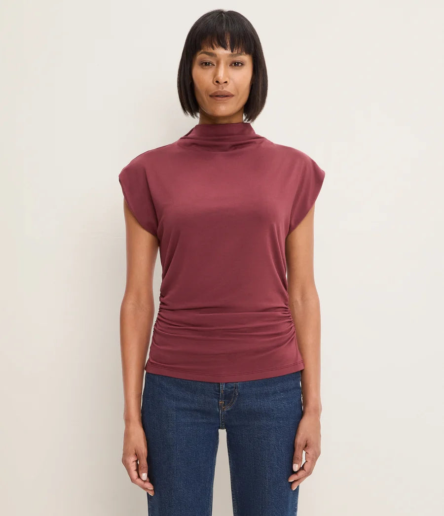 Mina Mock Neck Power Shoulder