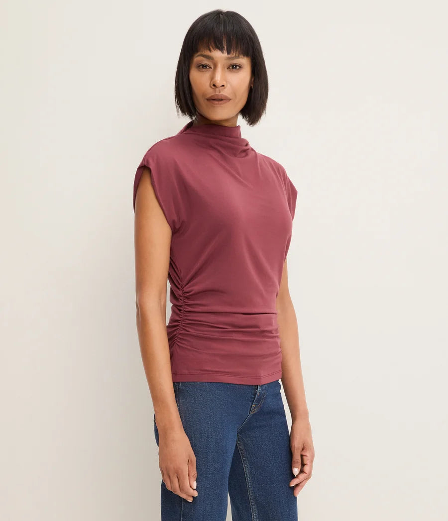 Mina Mock Neck Power Shoulder