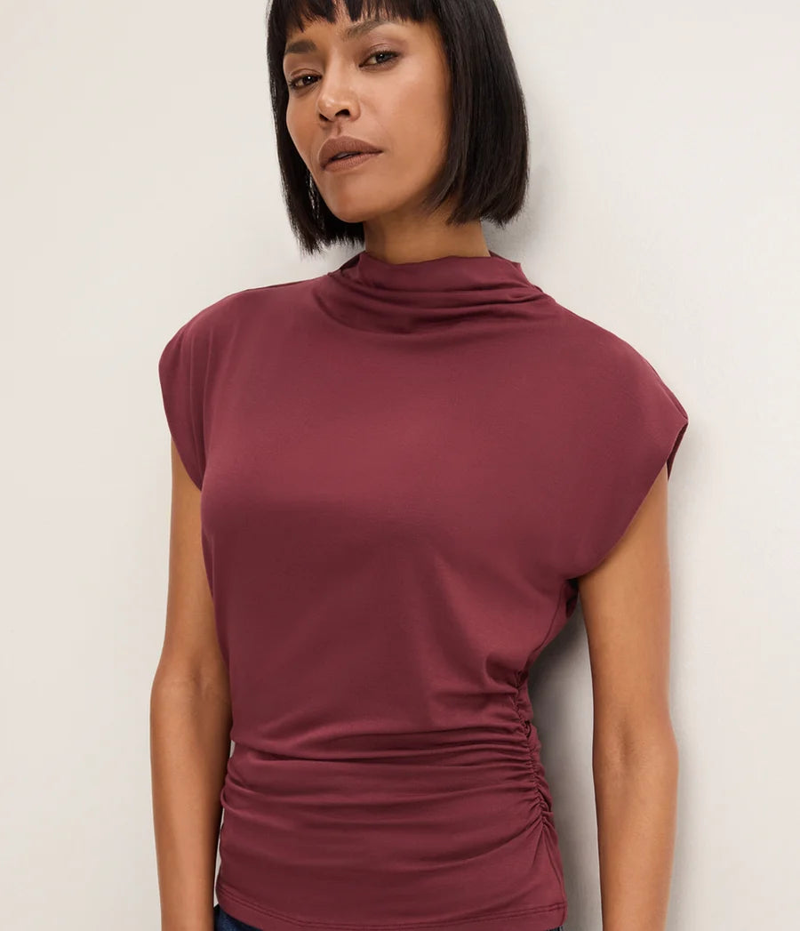 Mina Mock Neck Power Shoulder