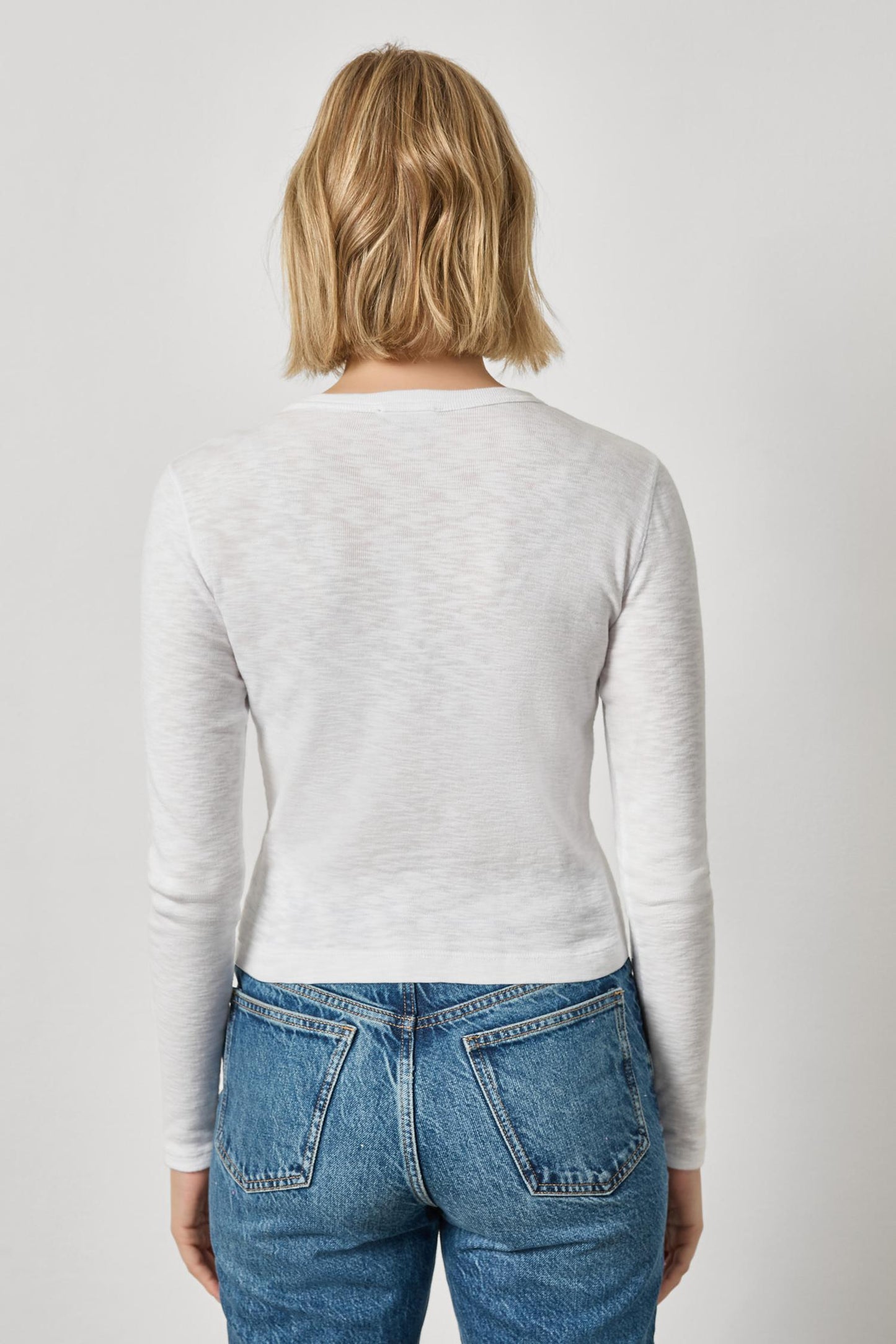 Ribbed Slub V-Neck with Snaps